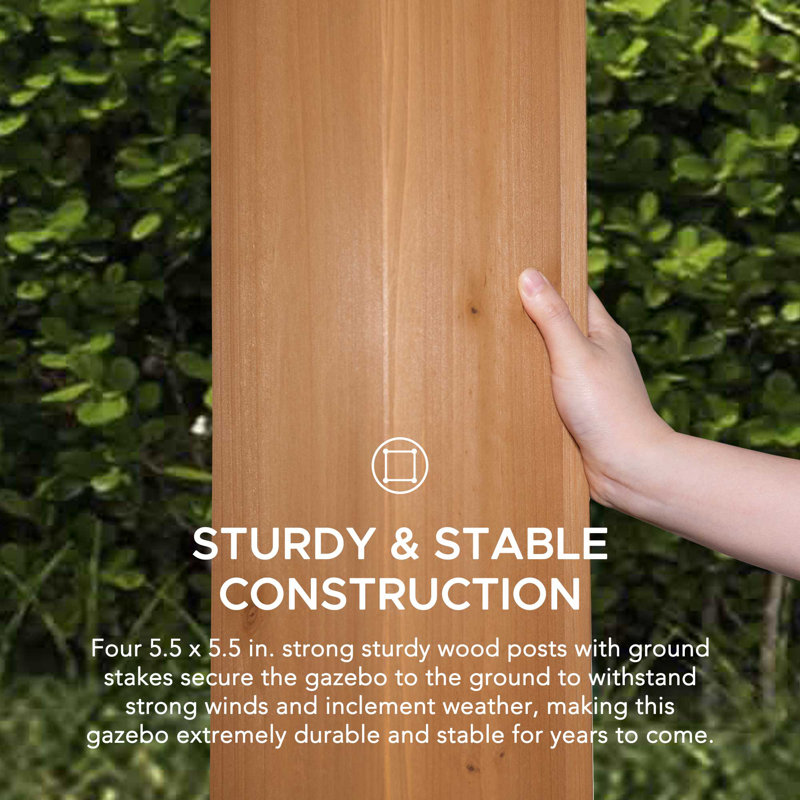 Sunjoy Hardtop Gazebo 11 X 13 Outdoor Cedar Framed Wood Gazebo With sunjoy-hardtop-gazebo-11-x-13-outdoor-cedar-framed-wood-gazebo-with